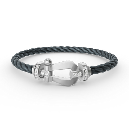 [Vellora Opalyn]FORCE LARGE HORSESHOE HALF DIAMOND BRACELET SILVER