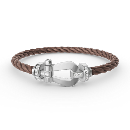 [Vellora Opalyn]FORCE LARGE HORSESHOE HALF DIAMOND BRACELET SILVER
