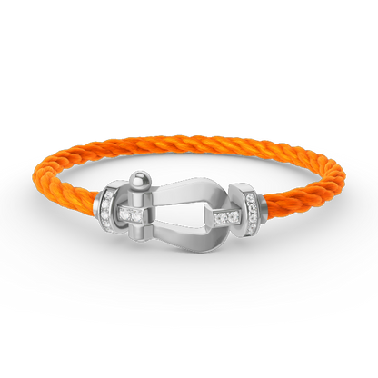 [Vellora Opalyn]FORCE LARGE HORSESHOE HALF DIAMOND BRACELET SILVER