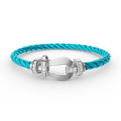 [Vellora Opalyn]FORCE LARGE HORSESHOE HALF DIAMOND BRACELET SILVER