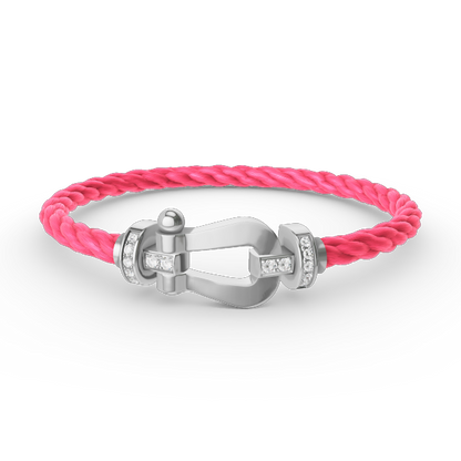 [Vellora Opalyn]FORCE LARGE HORSESHOE HALF DIAMOND BRACELET SILVER