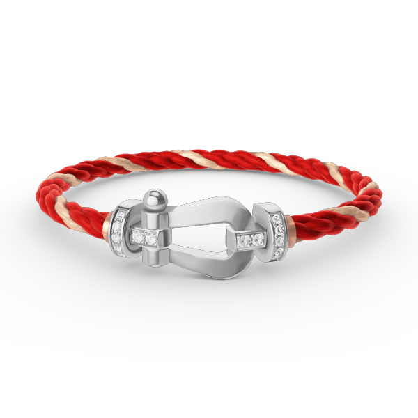[Vellora Opalyn]FORCE LARGE HORSESHOE HALF DIAMOND BRACELET SILVER