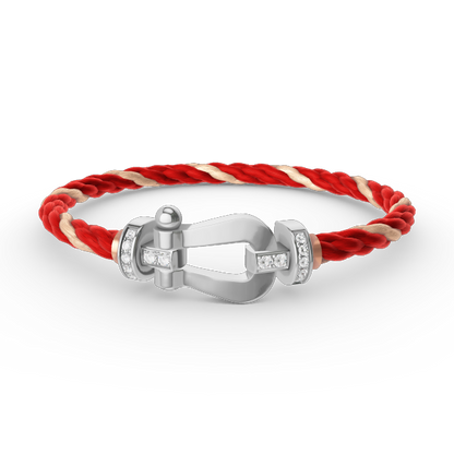 [Vellora Opalyn]FORCE LARGE HORSESHOE HALF DIAMOND BRACELET SILVER