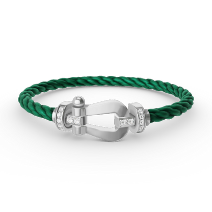 [Vellora Opalyn]FORCE LARGE HORSESHOE HALF DIAMOND BRACELET SILVER