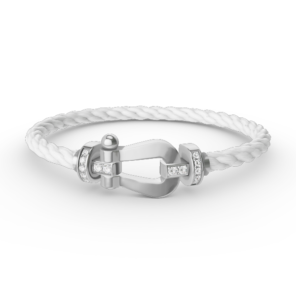 [Vellora Opalyn]FORCE LARGE HORSESHOE HALF DIAMOND BRACELET SILVER