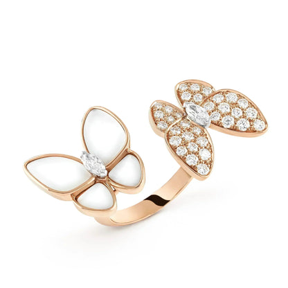 [Vellora Opalyn]TWIN BUTTERFLY DIAMOND MOP RING