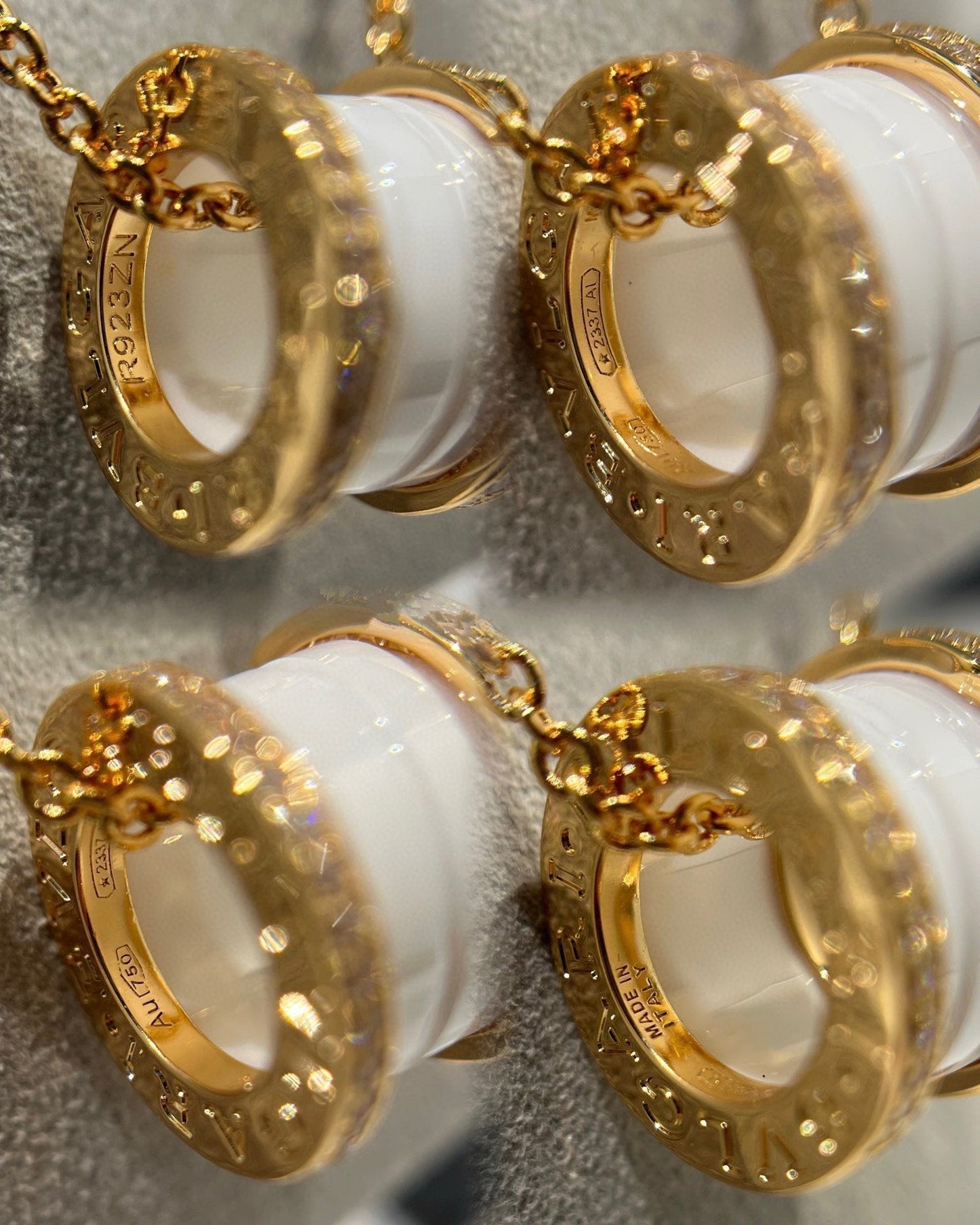 [Vellora Opalyn]ZERO 1 WHITE CERAMIC DIAMOND PINK GOLD NECKLACE